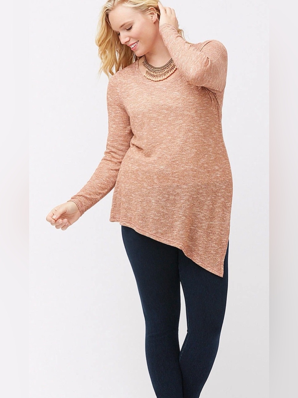 NEW Lane Bryant Metallic Hacci Knit Asymmetrical Hem Tunic Top Plus Size 18 / 20